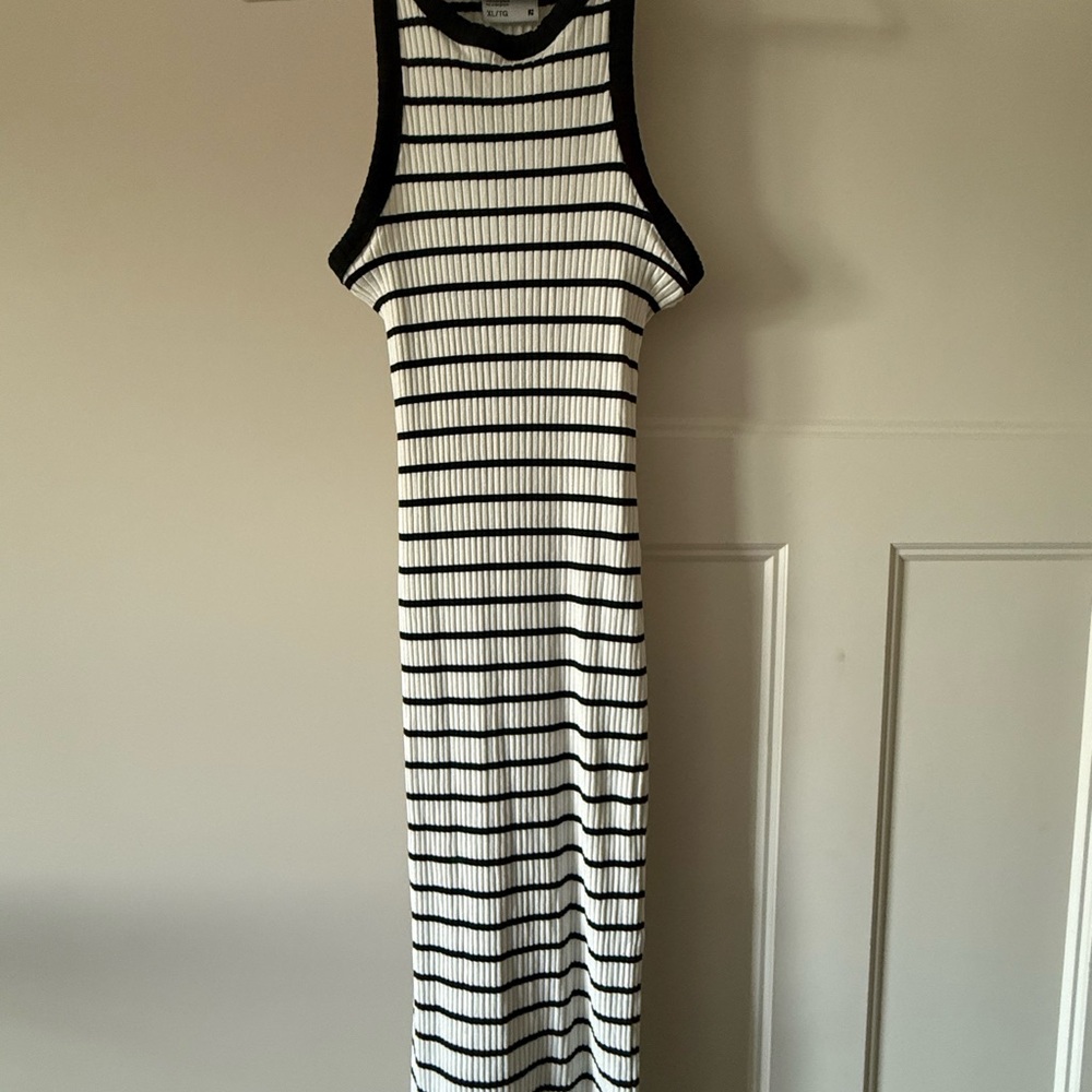 Frank & Oak Black and White Striped Midi Tank Dress